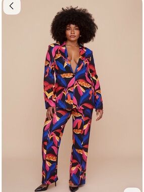Mixed by Nasrin Bold Multi-Color Tropical Printed Blazer